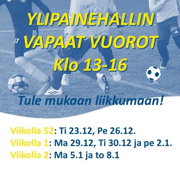 Tule mukaan liikkumaan loppuvuoden vapaille vuoroille!