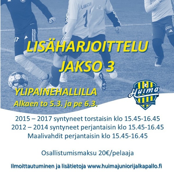 Lisäharjoittelujakson 3 ilmoittautuminen on avattu