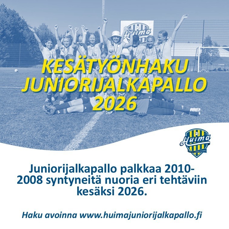 Juniorijalkapallon kesätyönhaku on avattu