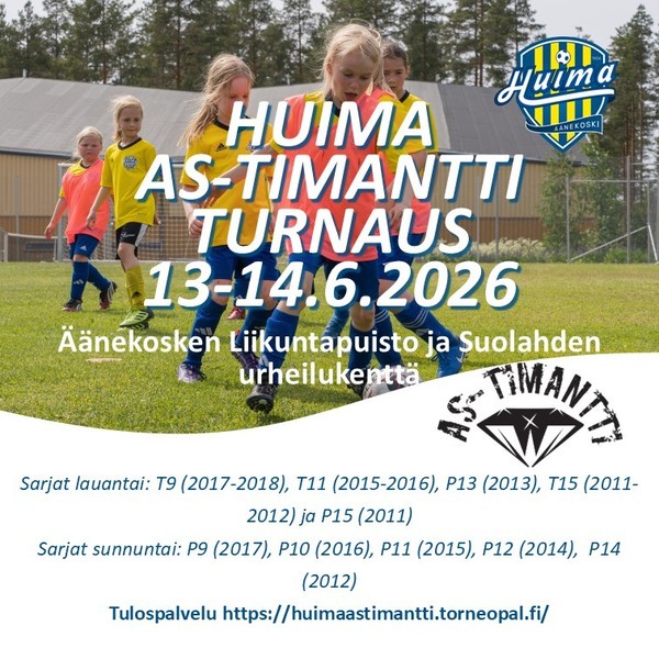 Huima AS Timantti-turnausta pelataan 13-14.6.