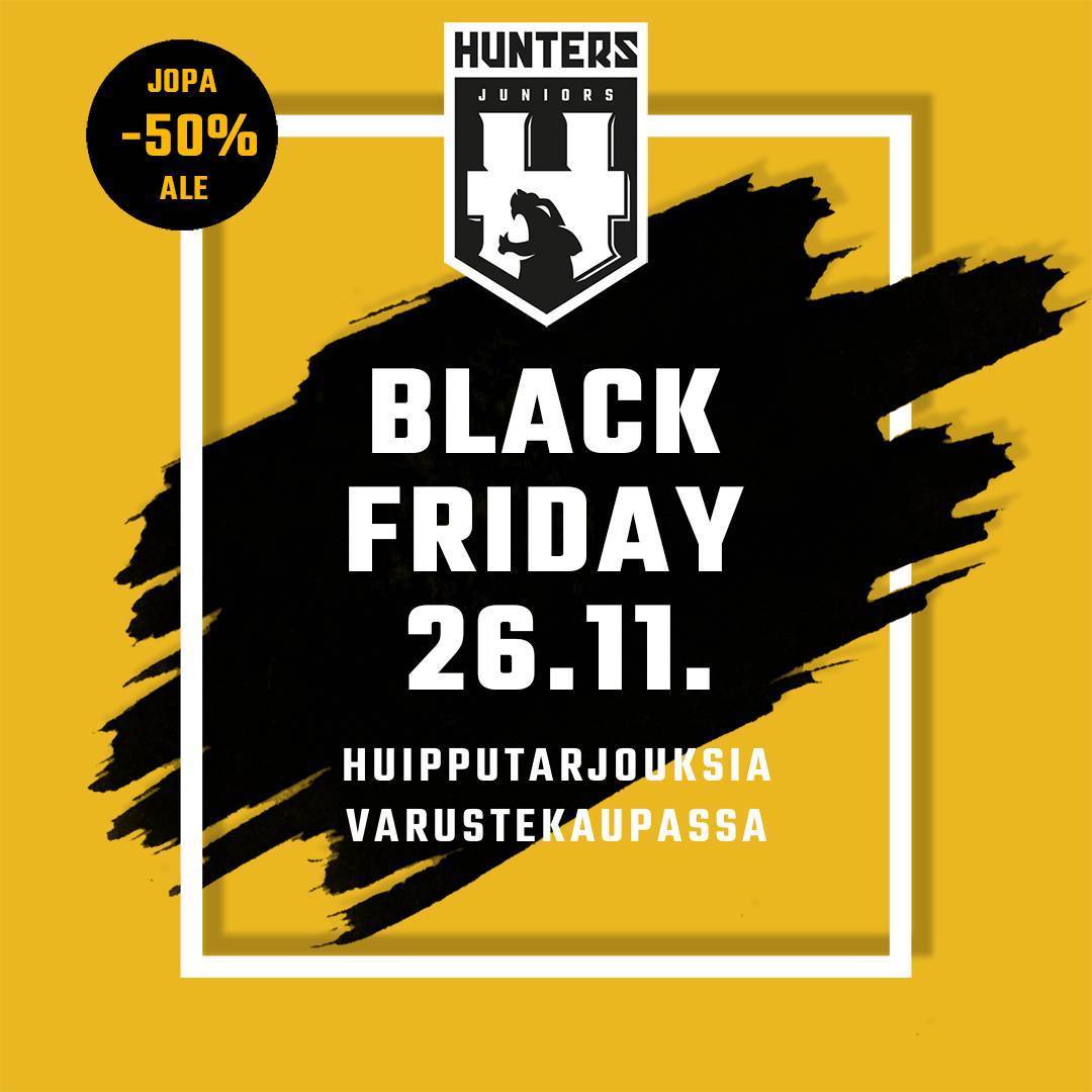 Hunters varustekaupassa Black Friday tarjouksia pe. 26.11.