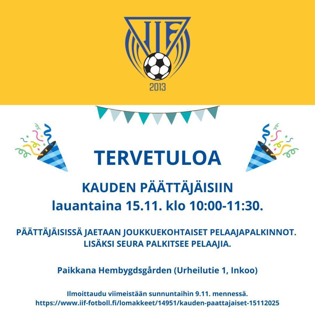 Kauden päättäjäiset 15.11.2025