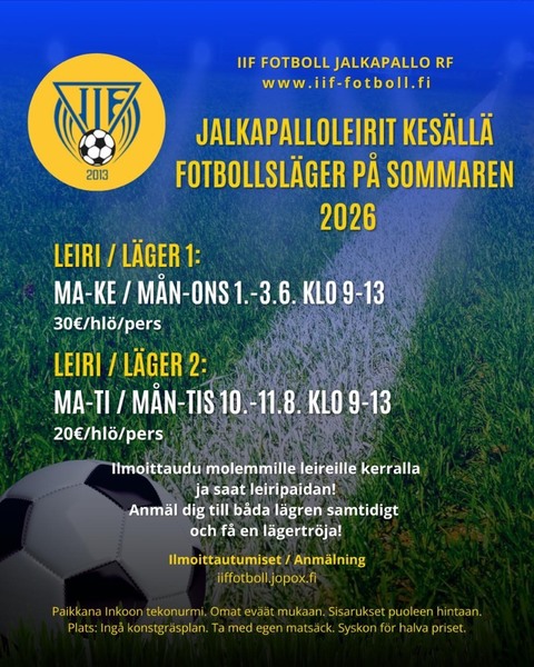 Kesän 2026 futisleirit - Fotbollsläger på sommaren 2026