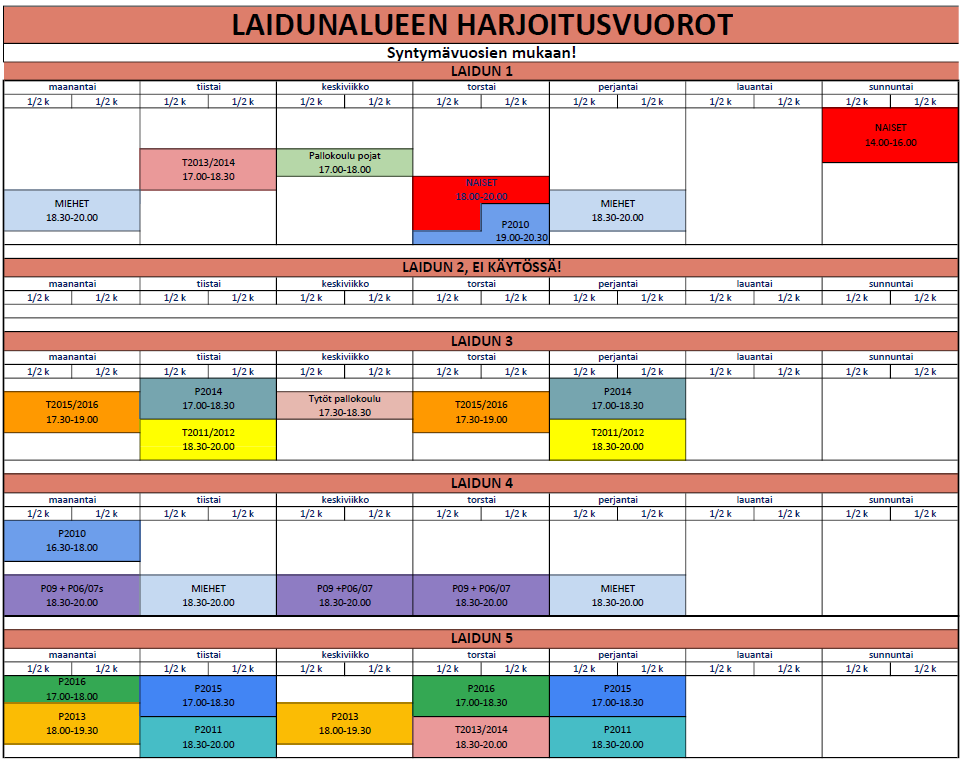 Laikkarin harkkavuorot