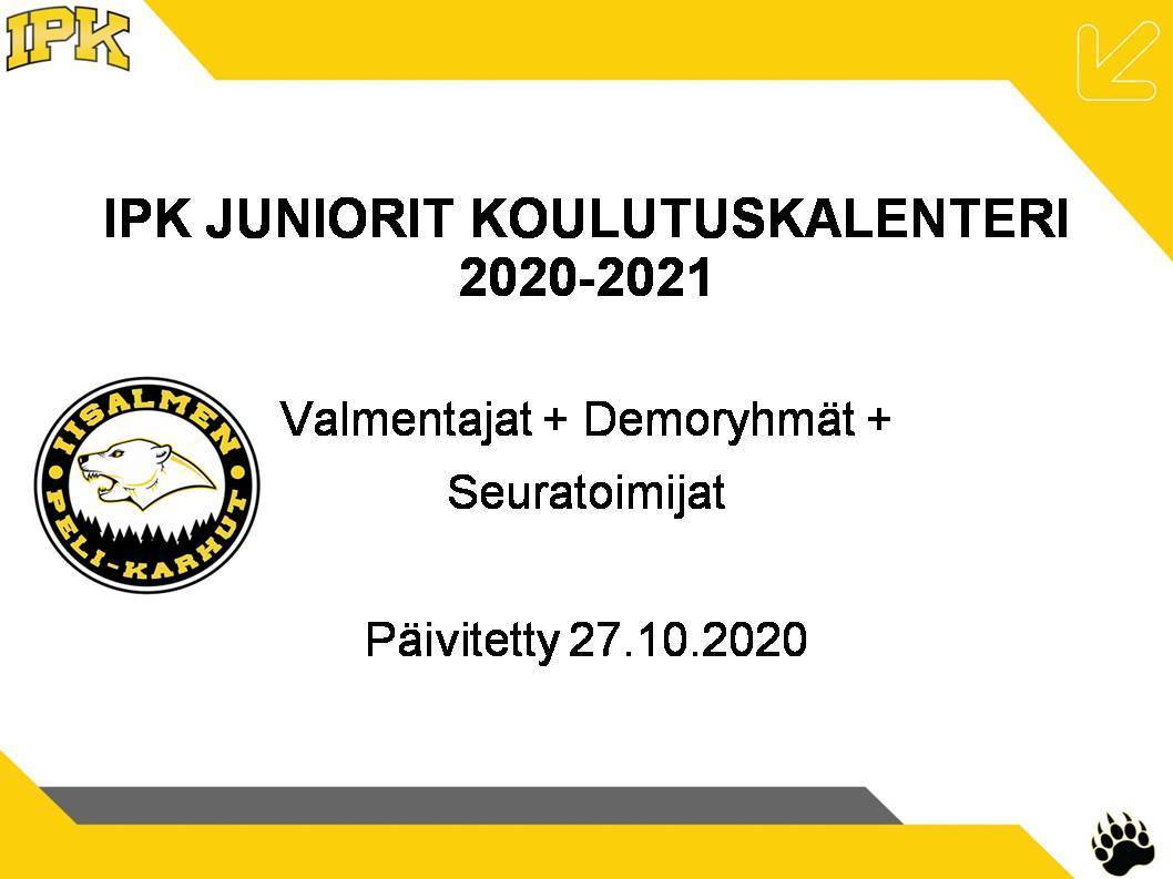 IPK juniorit Koulutuskalenteri 2020-2021
