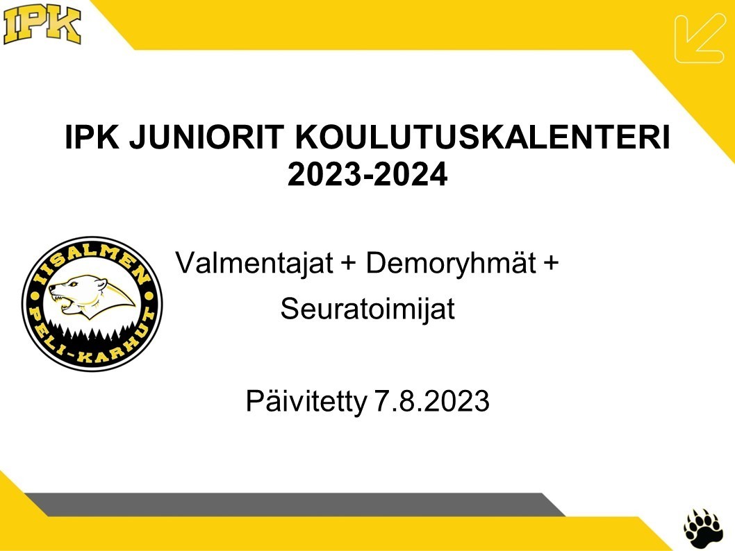 IPK juniorit koulutuskalenteri 2023-2024