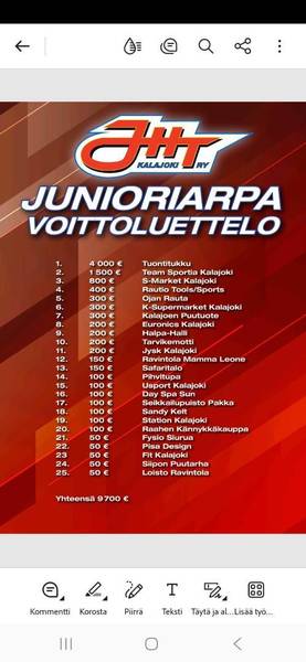 Arpajaisvoittoluettelo