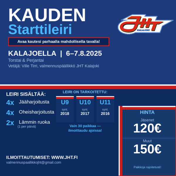 Kauden Starttileiri U9-U11 – Kalajoella 6.–7.8.2025