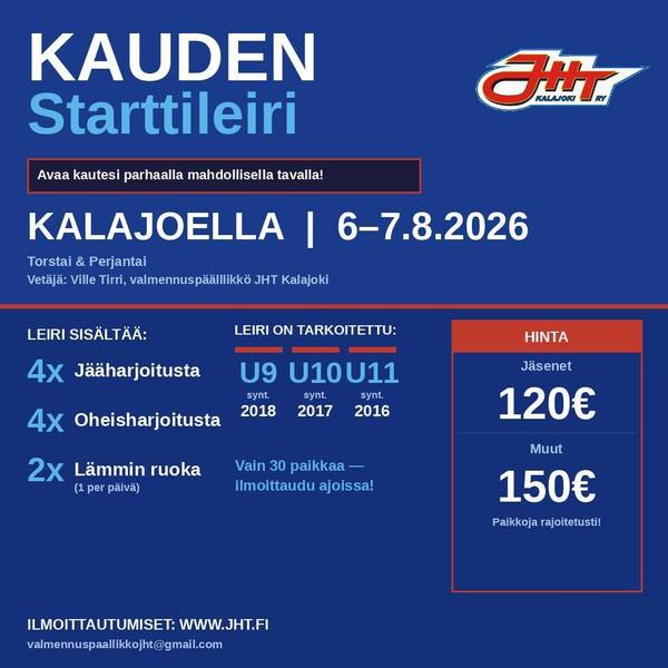 Kauden Starttileiri U9-U11 – Kalajoella 6.–7.8.2025