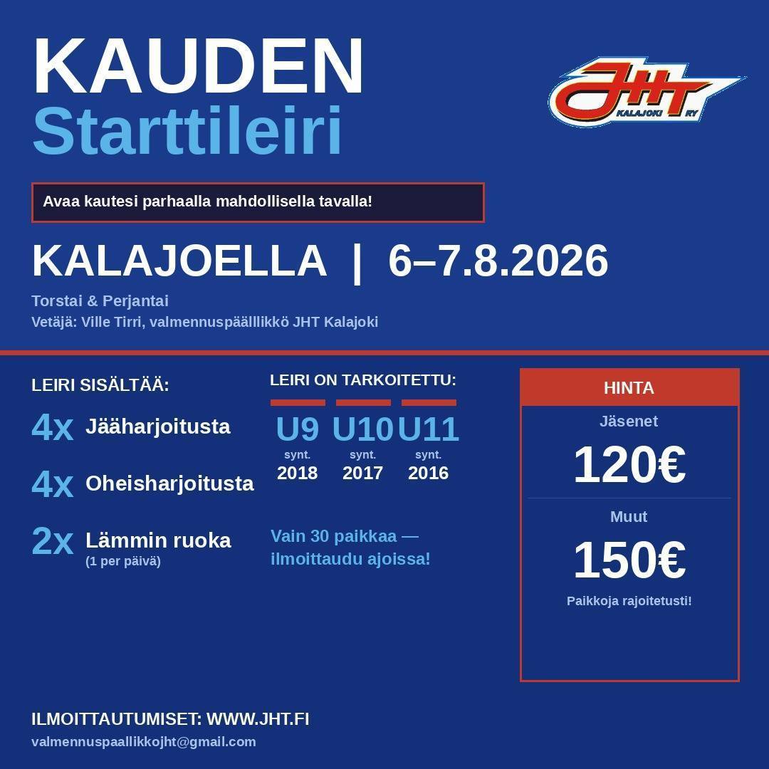 Kauden Starttileiri U9-U11 – Kalajoella 6.–7.8.2025