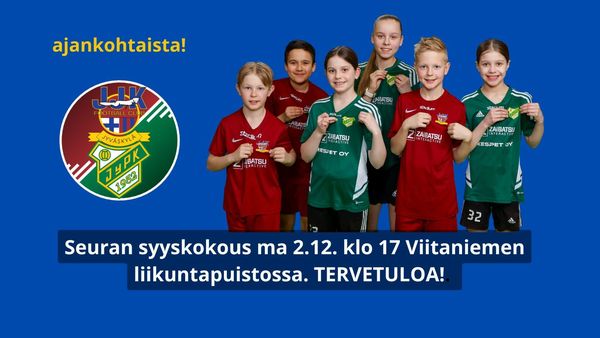 JyPK-JJK juniorit ry syyskokous 2.12. klo 17:00