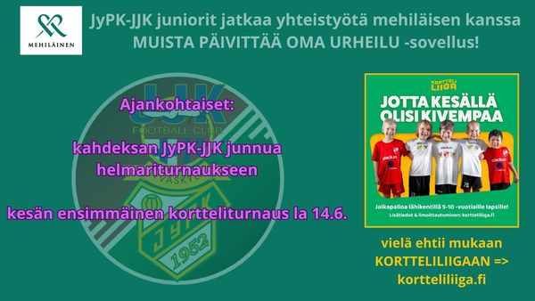 Kahdeksan JyPK-JJK junnua Helmariturnaukseen Eerikkilään 15.–18. kesäkuuta.