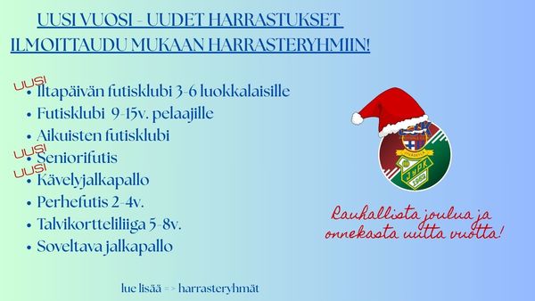 JyPK-JJK juniorit toivottaa kaikille hyvää joulua ja onnellista uutta vuotta!