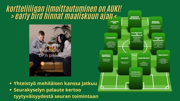 EARLY BIRD - hinnalla edullisemmin mukaan KORTTELILIIGAAN!