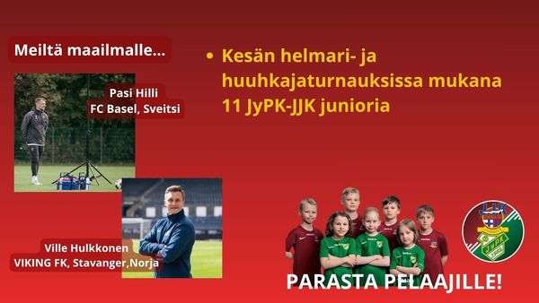 Yksitoista JyPK-JJK junnua mukana Huuhkaja- ja Helmariturnauksissa