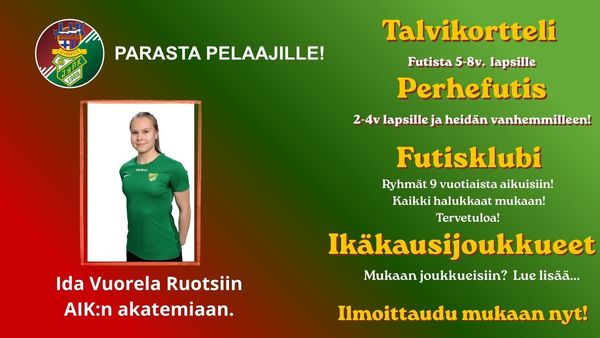 JyPK-JJK junioreista maailmalle: Ida Vuorela AIK:n akatemiaan