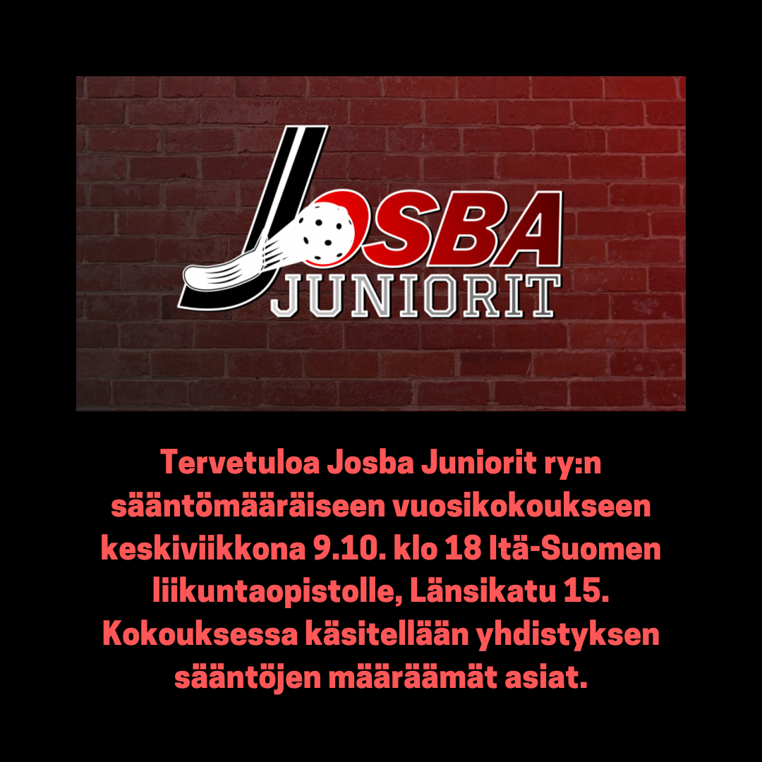 Josba Juniorit ry:n vuosikokous ke 9.10. klo 18:00
