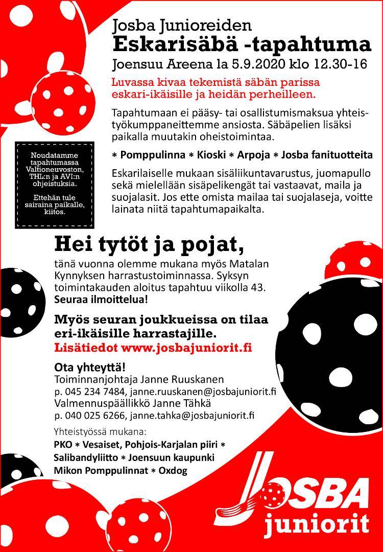 Eskarisäbä -tapahtuma Joensuu Areena la 5.9.2020 klo 12.30-16.00