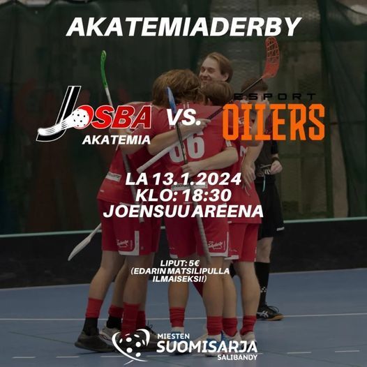 Josba Akatemia - Oilers Akatemia la 13.1. klo 18:30 Joensuu Aeenalla