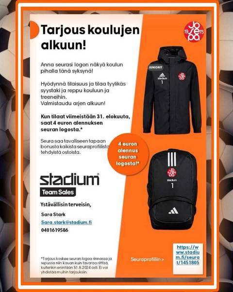 Stadium Team Sales tarjous koulujen alkuun