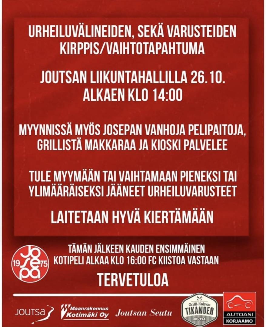 26.10 laitetaan hyvä kiertämään ja nautitaan kotipelistä