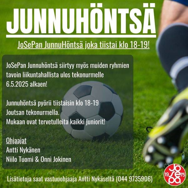 Junnuhöntsä jatkuu 6.5.2025 tekonurmella