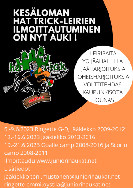 Tervetuloa kesän Hat trick-leireille!