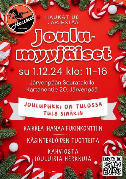 Haukat U8 järjestää joulumyyjäiset 1.12.24!