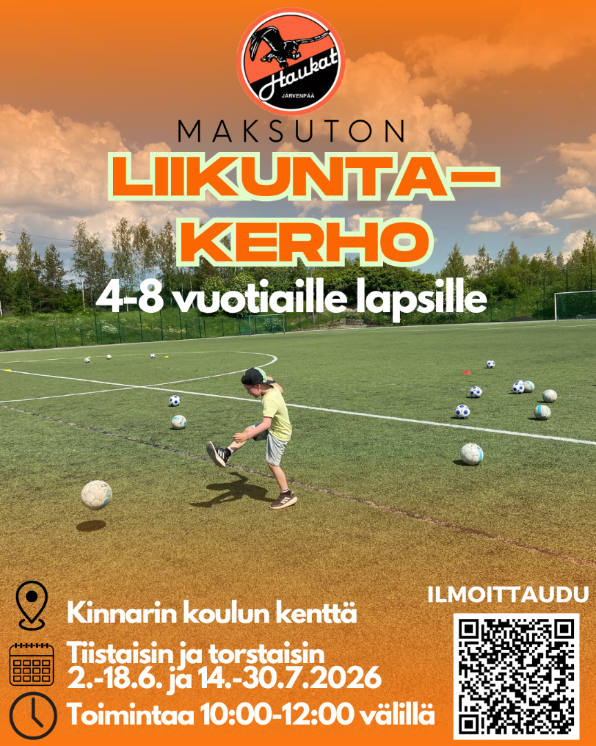 Haukkojen maksuton liikuntakerho 4–8 -vuotiaille kesäkuussa!
