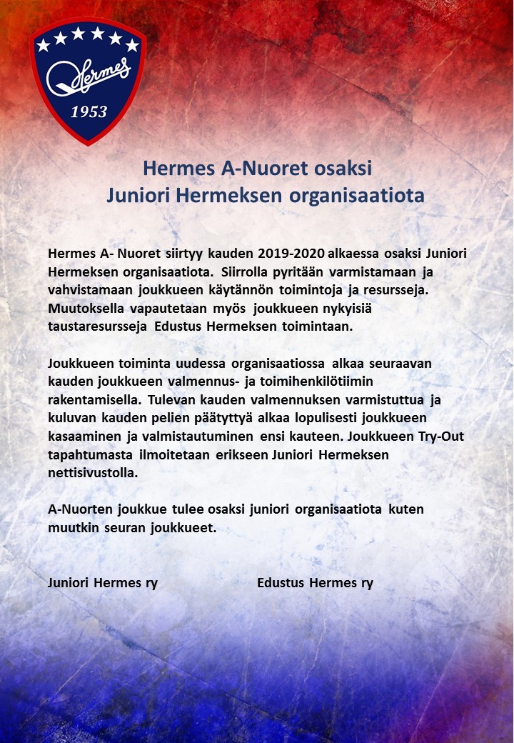 Hermes A-Nuoret osaksi Juniori Hermeksen organisaatiota
