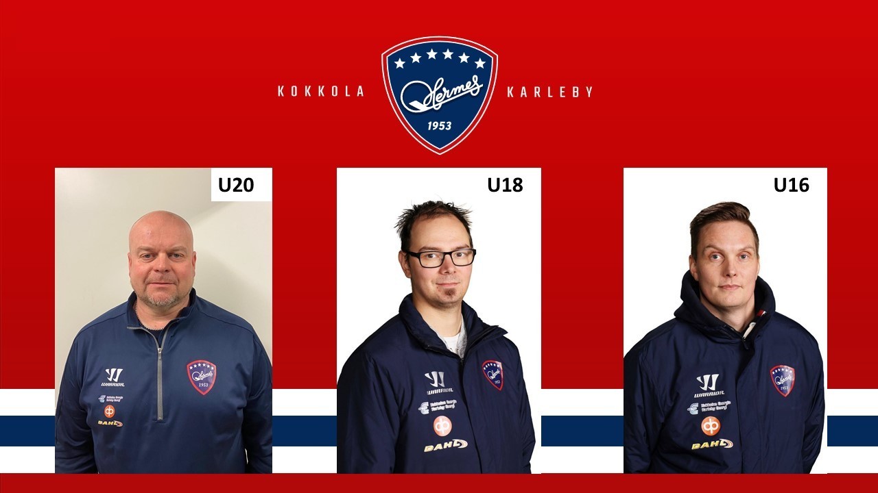Kauden 2021-22 valmentajat U20, U18 ja U16: Vehmanen, Witick ja Petäjä