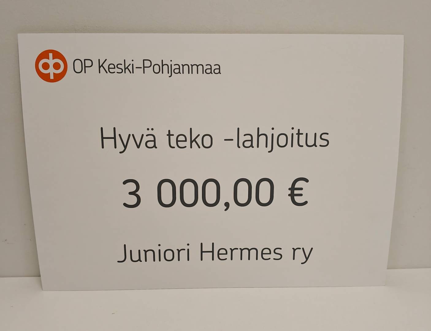 OP Keski-Pohjanmaan Hyvä teko -lahjoitus