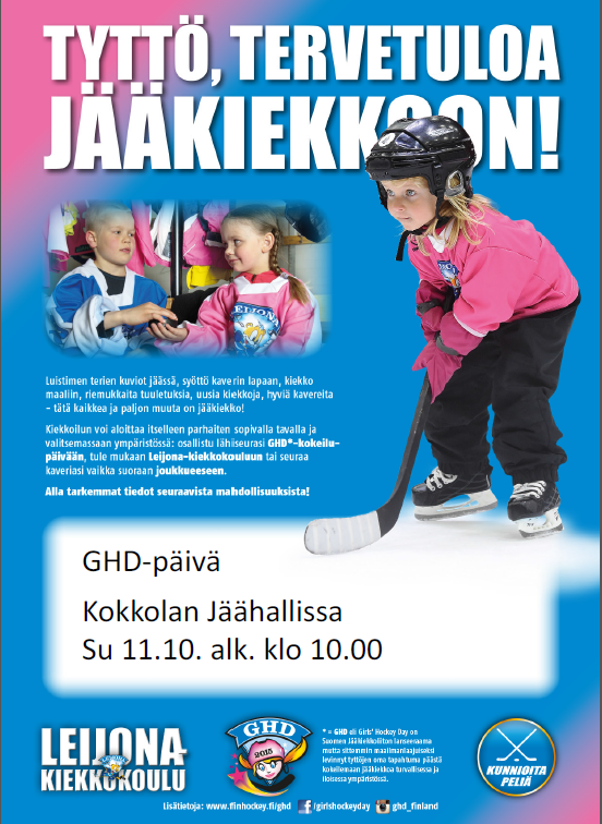 Girls Hockey Day Kokkolassa 11.10. Ilmoittaudu mukaan!
