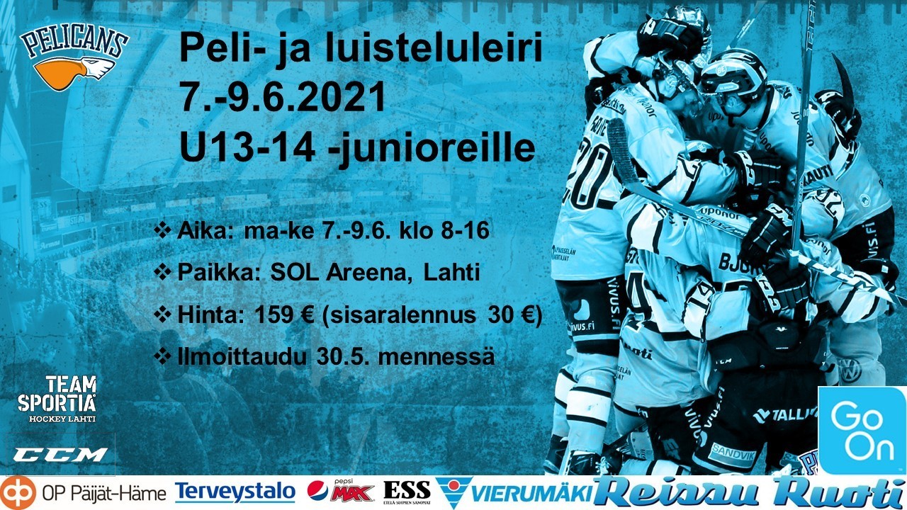Peli- ja luisteluleiri U13-14 -junioreille 7.-9.6.