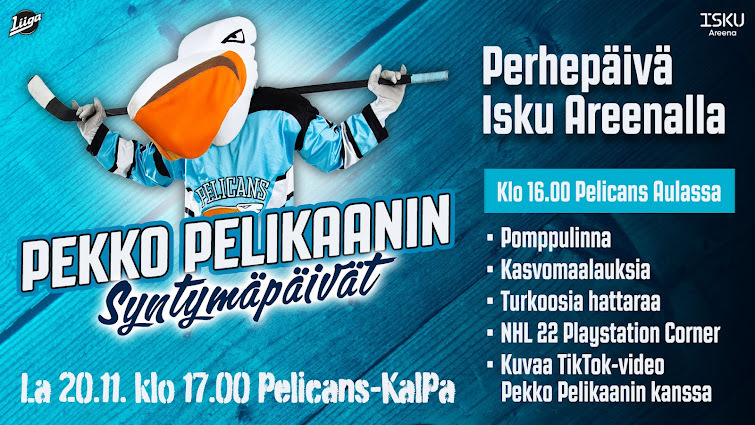 Pekko Pelikaanin syntymäpäivät la 20.11. Isku Areenalla