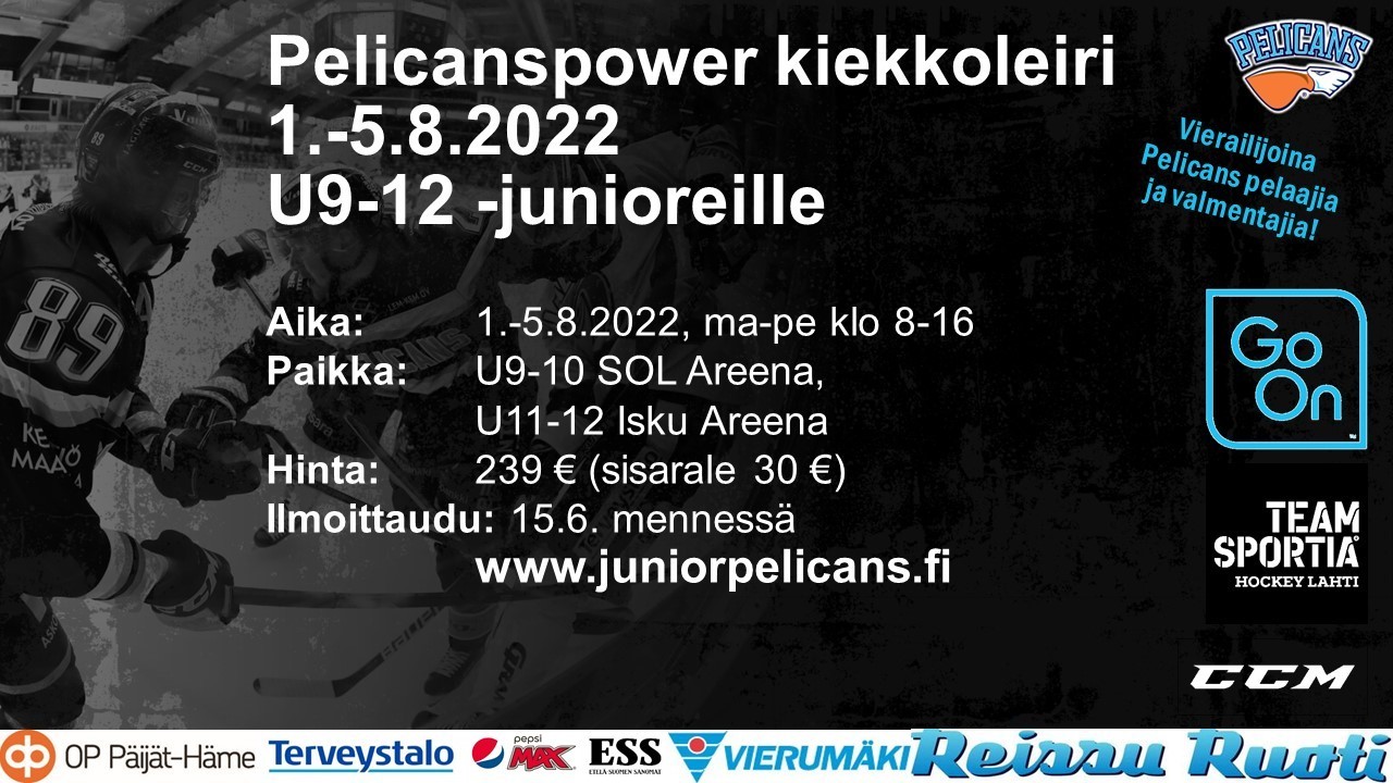 Pelicanspower kiekkoleiri U9-12 -junioreille - ilmoittautuminen avattu!
