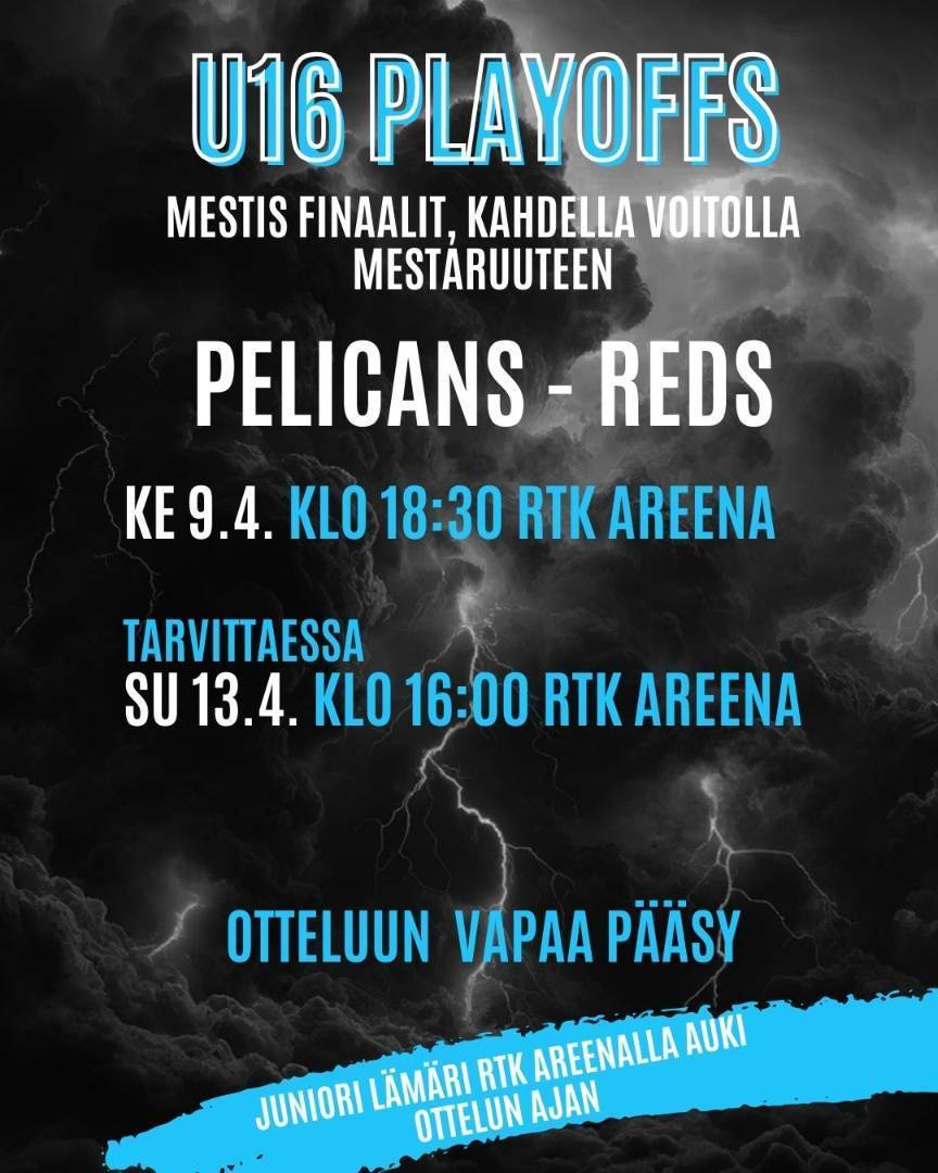 U16 Mestiksen finaali ke 9.4. klo 18.30 RTK Areenalla