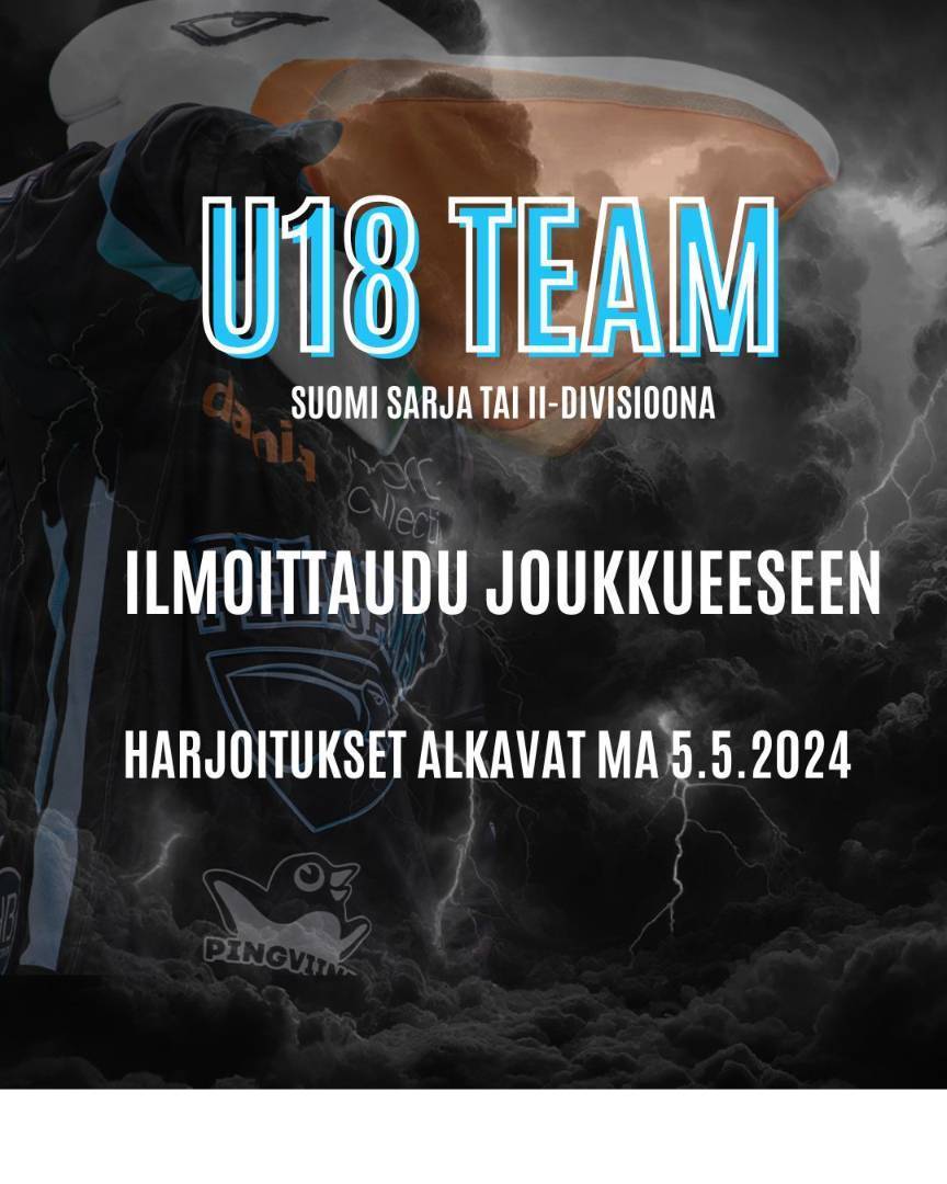 U18 Team harjoitukset alkavat. Ilmoittaudu joukkueeseen.