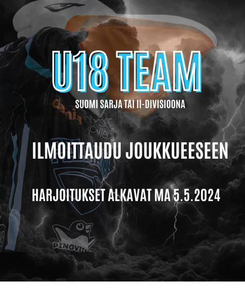 U18 Team harjoitukset alkavat. Ilmoittaudu joukkueeseen.