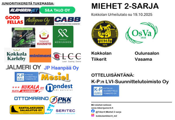Sarjakauden kotiavaus Urheilutalolla su 19.10 klo 15!