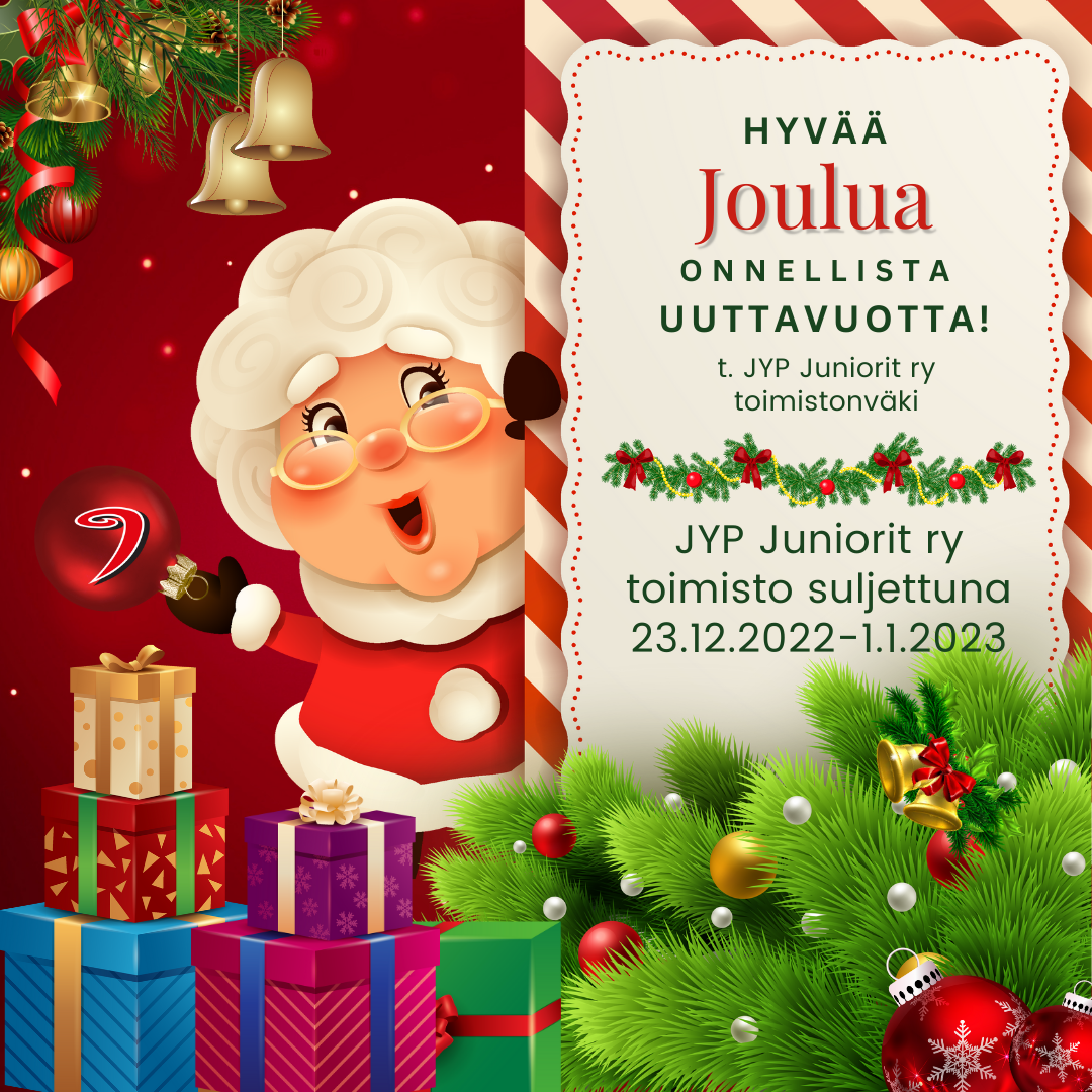 JYP Juniorit ry toimisto suljettuna 23.12.2022- 1.1.2023
