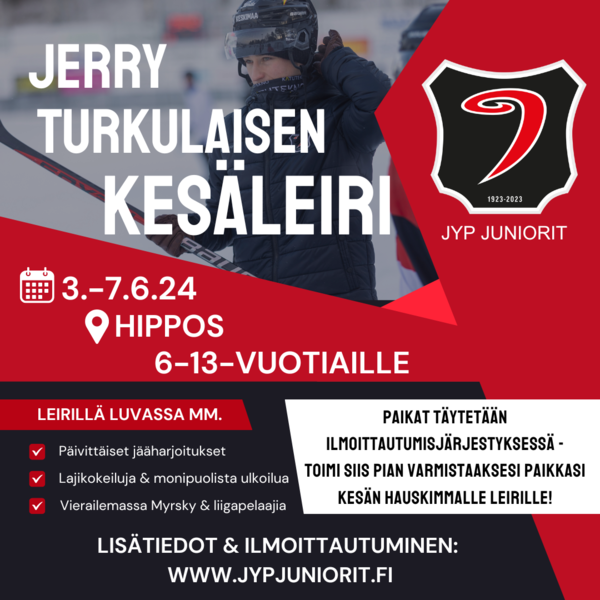 JERRY TURKULAISEN KIEKKOLEIRI 6-13-vuotiaille 3.-7.6.! 