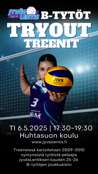 TRYOUT -treenit 2009-2010 syntyneille tytöille TI 6.5.2025 17:30-19:30 Huhtasuon koulu