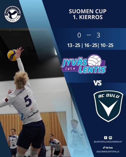 AC Oulu Volley jatkaa Suomen Cupissa 3-0 -voitolla