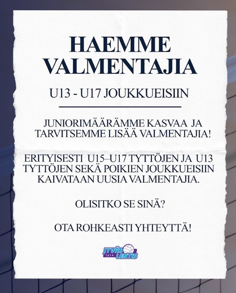 Uusia valmentajia kaivataan!