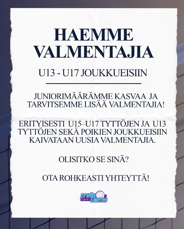 Uusia valmentajia kaivataan!