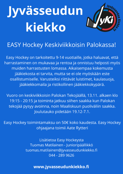 Easy Hockey Palokan tekojäällä keskiviikkoisin!