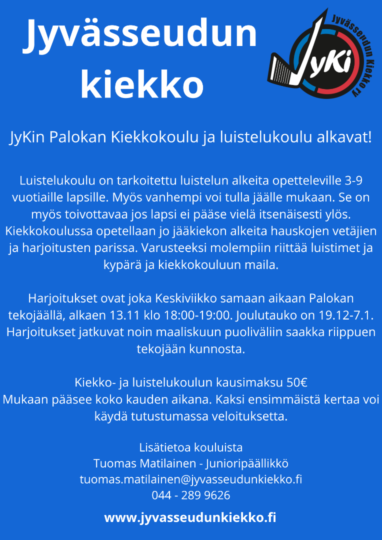 Palokan kiekko- ja luistelukoulu keskiviikkoisin!