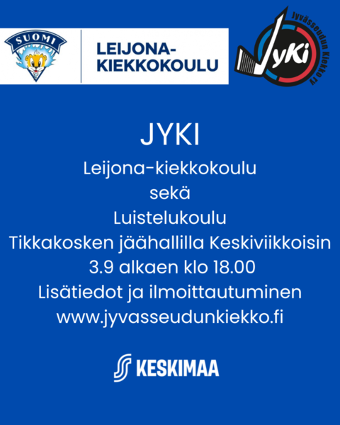 Kiekkokoulu ja luistelukoulu alkaa Tikkakoskella 3.9!