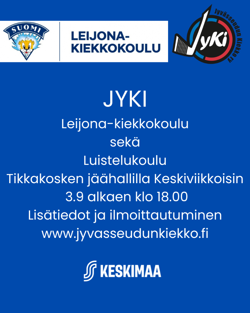 Kiekkokoulu ja luistelukoulu alkaa Tikkakoskella 3.9!